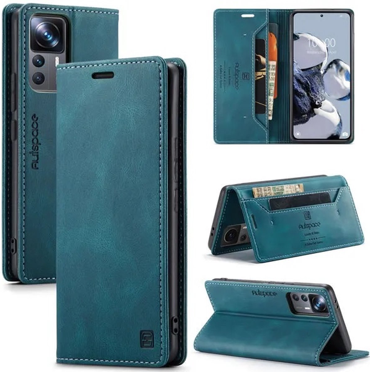 Luxe Flip Case met RFID Bescherming Kaarthouder en Magneetsluiting voor Xiaomi 12T / 12T Pro _ Blauw
