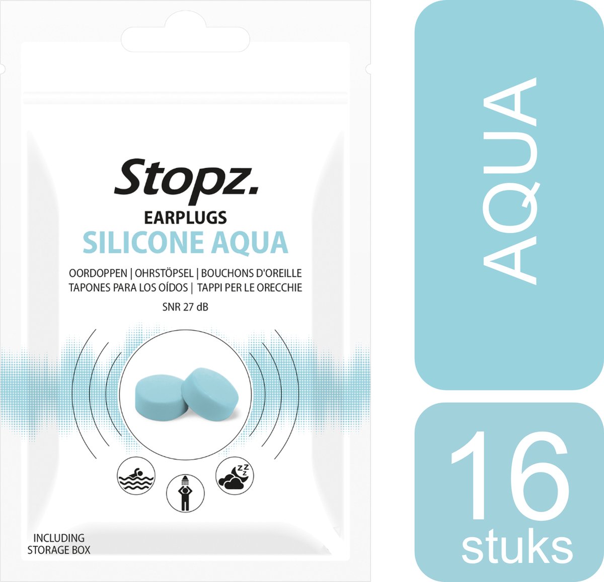 Goedkoopste Stopz. Silicone Aqua zwem oordoppen - 16 stuks | Ideaal voor Zwemmen, Watersport, Douchen & Slapen | Past in alle oren | Herbruikbaar