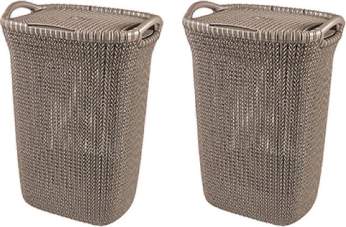 Curver Knit Wasmand met deksel - 57 l - set van 2 -Bruin