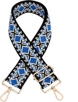 Bag Strap / Tas Riem Aztec | Zwart/Wit/Blauw | 130 x 5 cm | Tashengsel / Schouderriem | Fashion Favorite