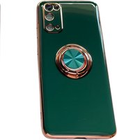 Samsung S20 FE hoesje met ring - Kickstand - Samsung - Goud detail - Handig - Hoesje met ring - 5 verschillende kleuren - zalm roze - Grijs/blauw - Donker groen - Zwart - Paars