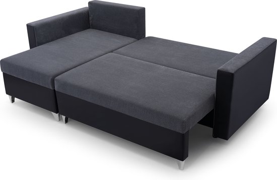 Canapé d'angle + repose-pieds - Canapé d'angle avec fonction couchage et  rangements 