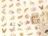 Bullet Journal Autocollants - Papillons, plumes et Fleurs - 46 pièces d'autocollants de passe-temps