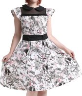 Banned - White Dress with Black Frill & Butterfly Details - jurk maat L