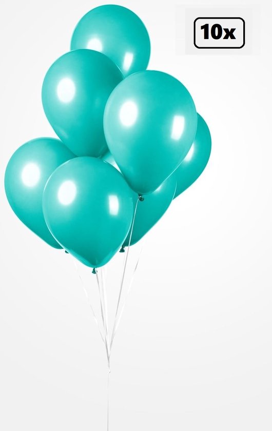 10x Ballon turquoise 30cm - Festival feest party verjaardag landen helium lucht thema