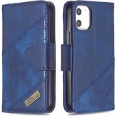 BINFEN Croco Book Case - Geschikt voor iPhone 12 Mini Hoesje - Blauw