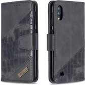 BINFEN Croco Book Case-- Geschikt voor Samsung Galaxy A10 Hoesje - Zwart