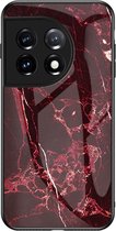 Coverup Marble Glass Back Cover - Geschikt voor OnePlus 11 5G Hoesje - Rood