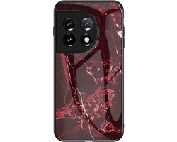 Coverup Hoesje - Geschikt voor OnePlus 11 5G Hoesje - Coverup Marble Glass Back Cover - Rood