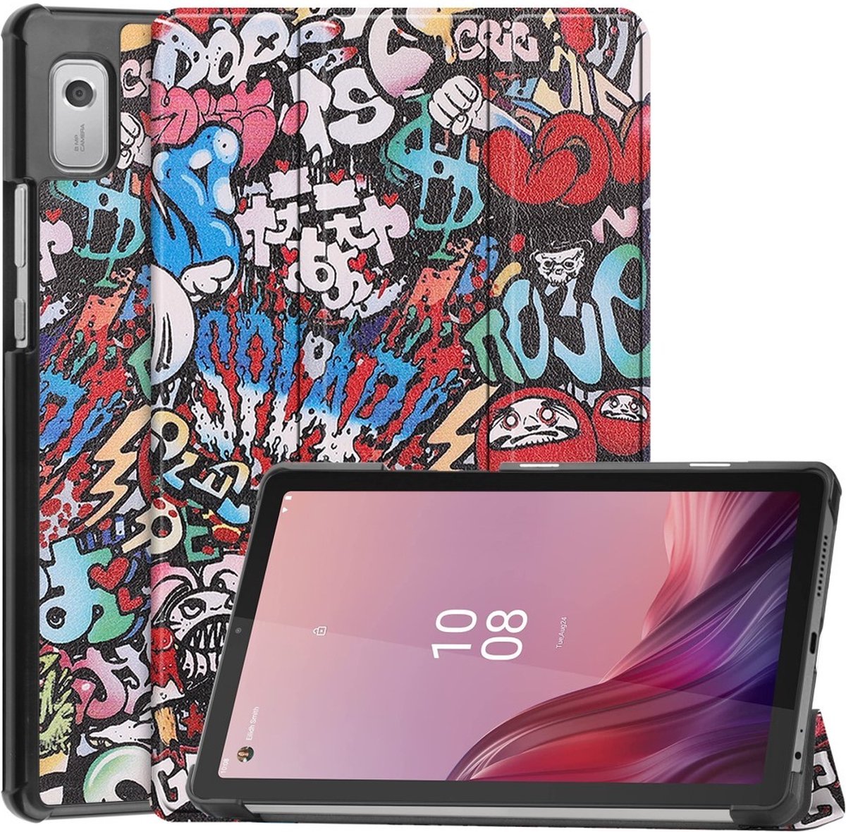 Tablethoes geschikt voor Lenovo Tab M9 Hoesje - Tri-Fold Book Case - Graffiti