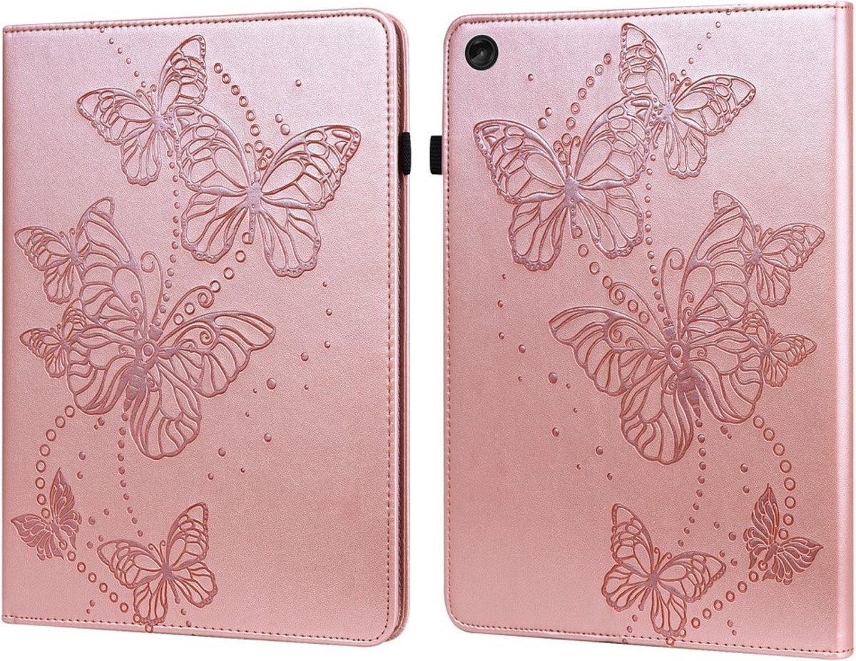 Tablethoes geschikt voor Lenovo Tab M10 Gen 3 Hoesje - Vlinders Book Case - Rose Gold
