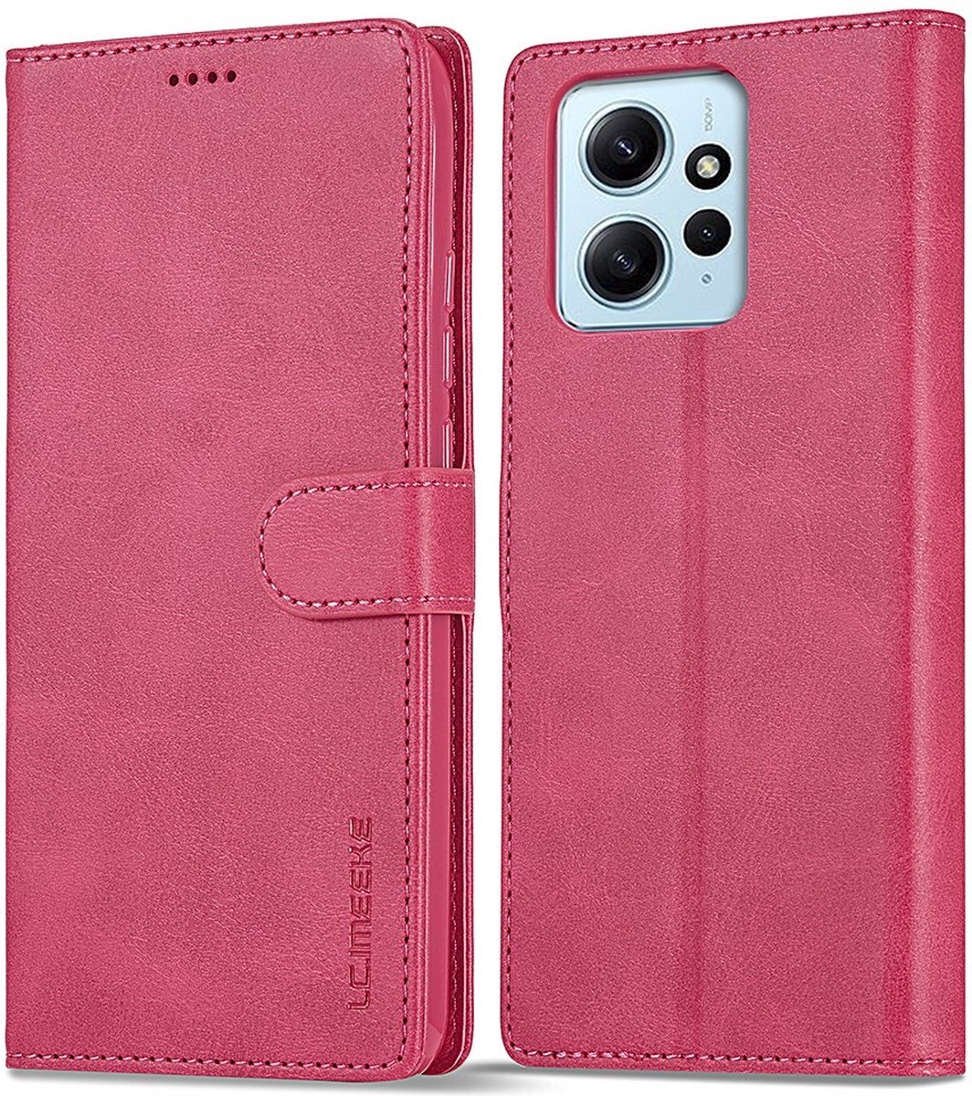 LC.IMEEKE Hoesje - Geschikt voor Xiaomi Redmi Note 12 4G Hoesje - LC.IMEEKE Luxe Book Case - Roze