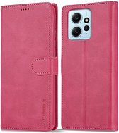 LC.IMEEKE Luxe Book Case - Geschikt voor Xiaomi Redmi Note 12 4G Hoesje - Roze