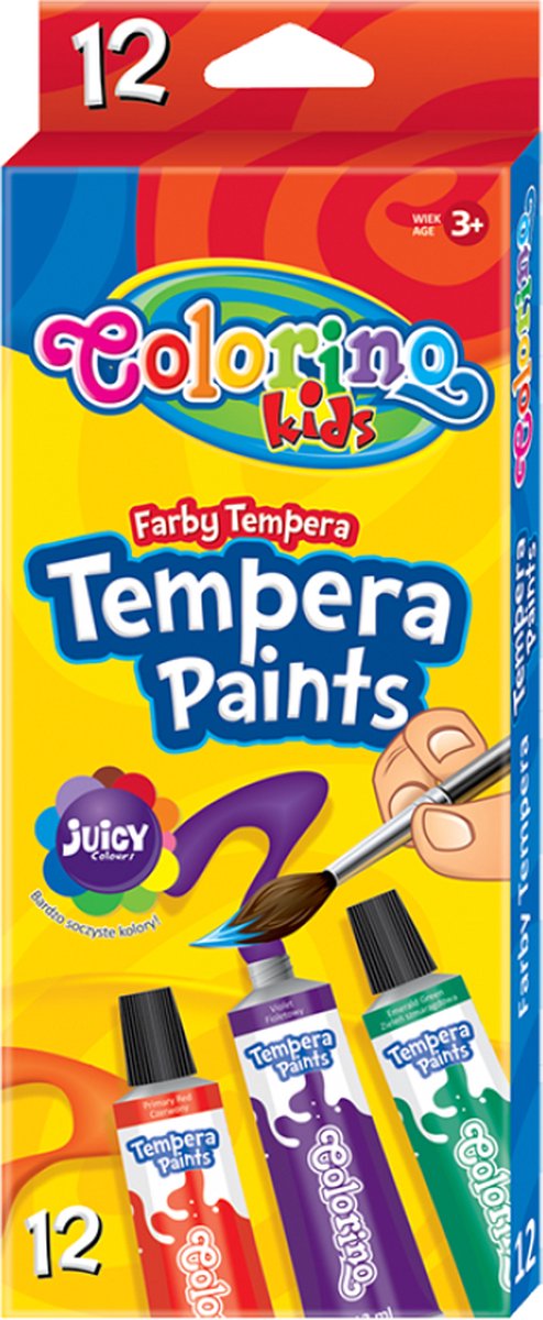 Colorino-Tempera verf-Plakkaatverf-12 kleuren-12 ml per tube-Vanaf 3 jaar.