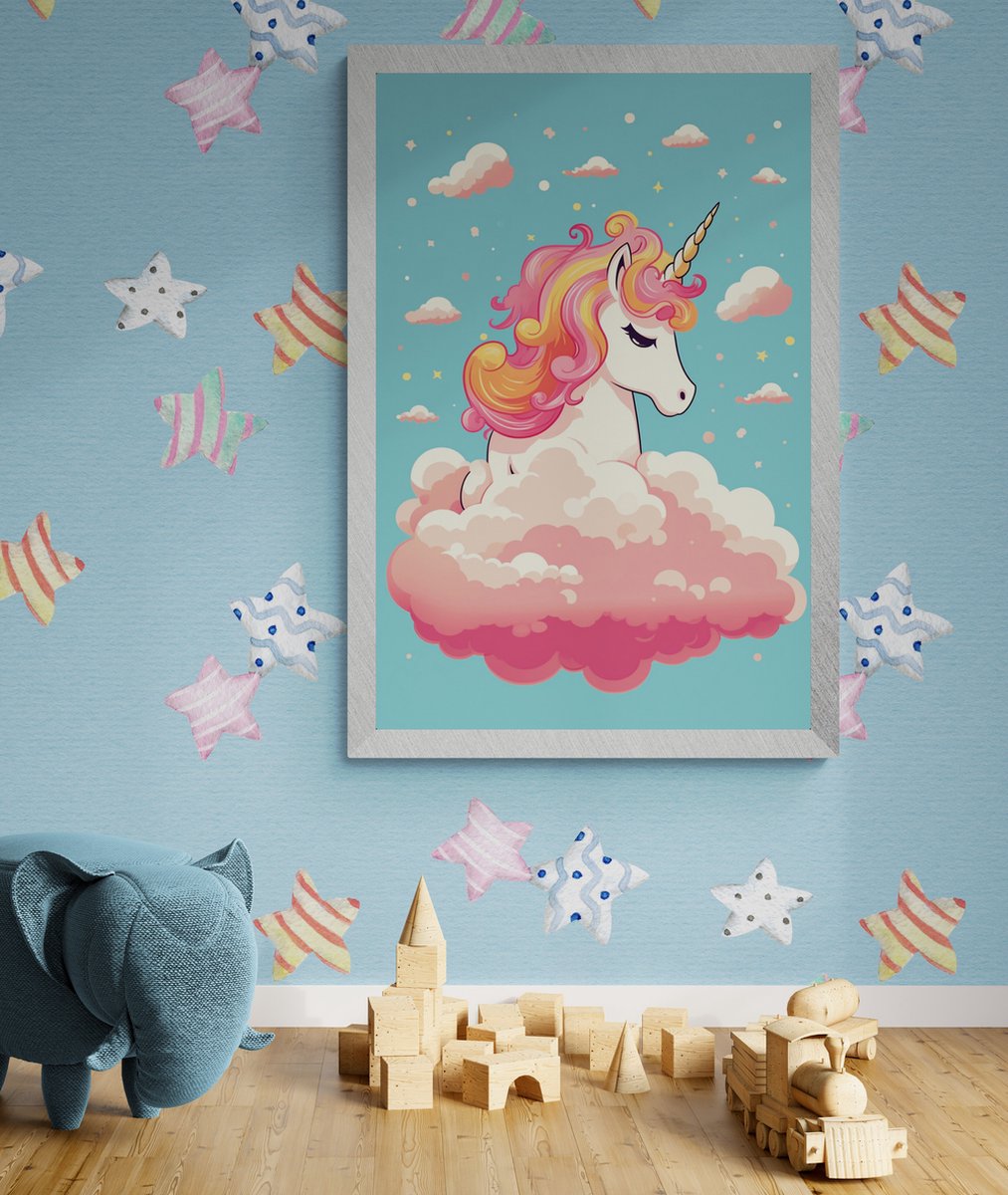 Affiche Kinder - Licorne - Unicorn - Dessin Animé - 61x91