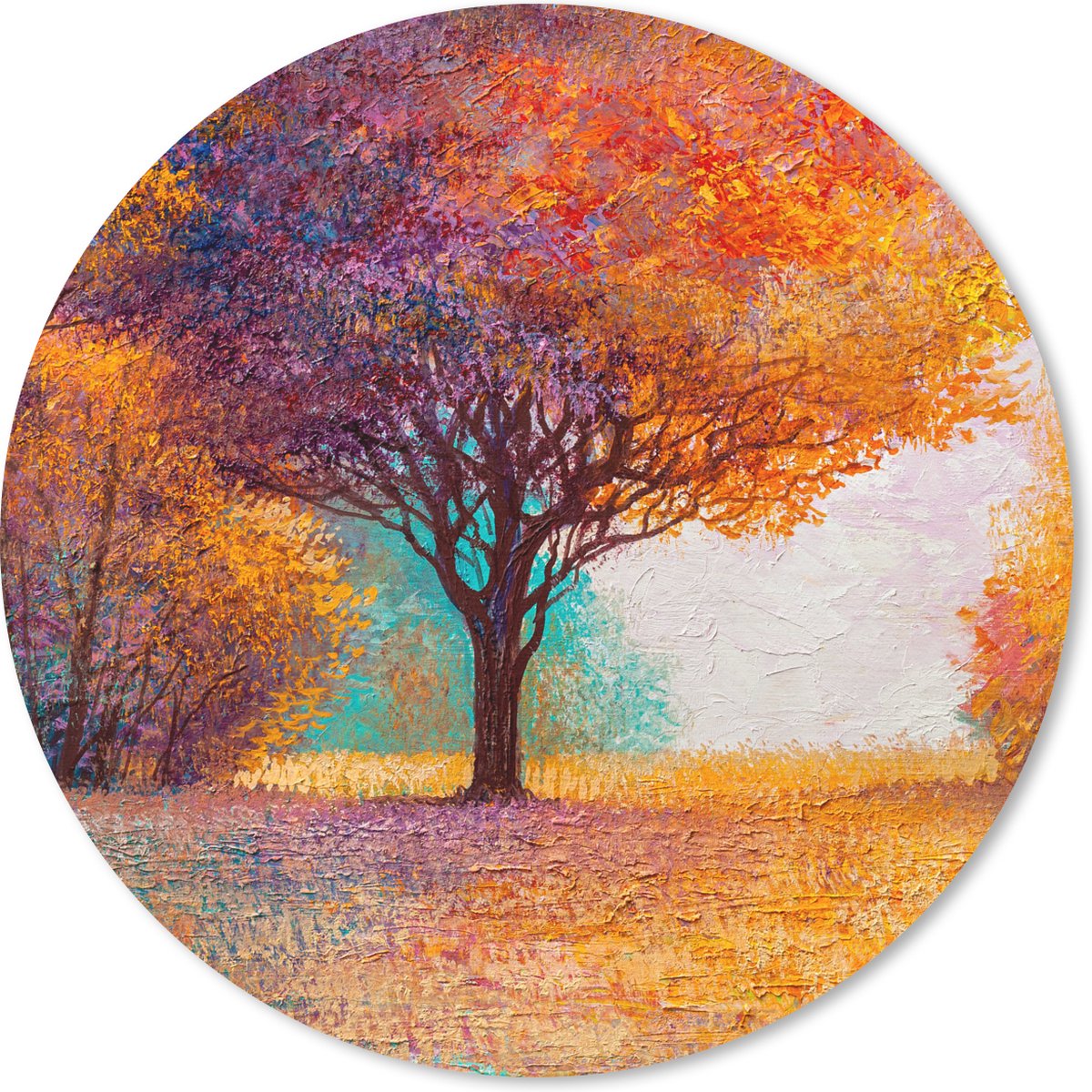 Muismat rond 30x30 cm - Mousepad Olieverf - Schilderij - Boom - Kleuren - Ronde muismatten