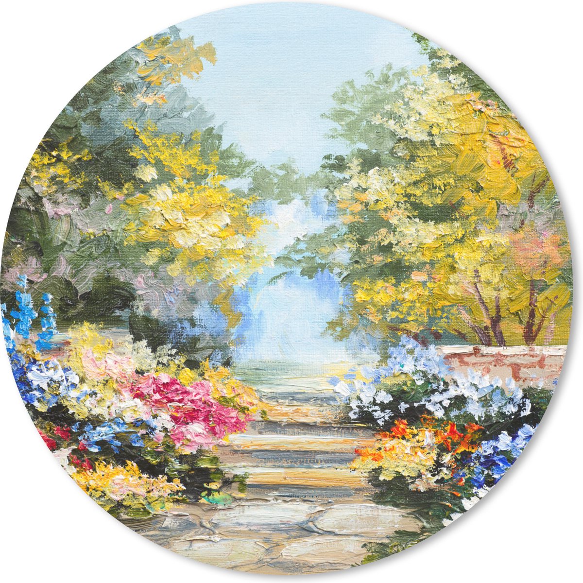 Muismat rond 40x40 cm - Mousepad Schilderij - Bloemen - Natuur - Olieverf - Ronde muismatten