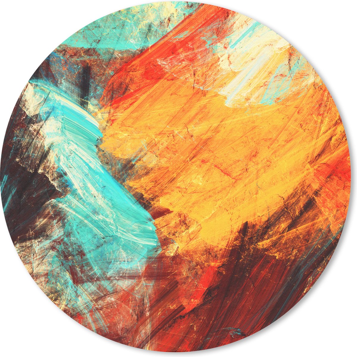 Muismat rond 30x30 cm - Mousepad Schilderij - Abstract - Olieverf - Ronde muismatten
