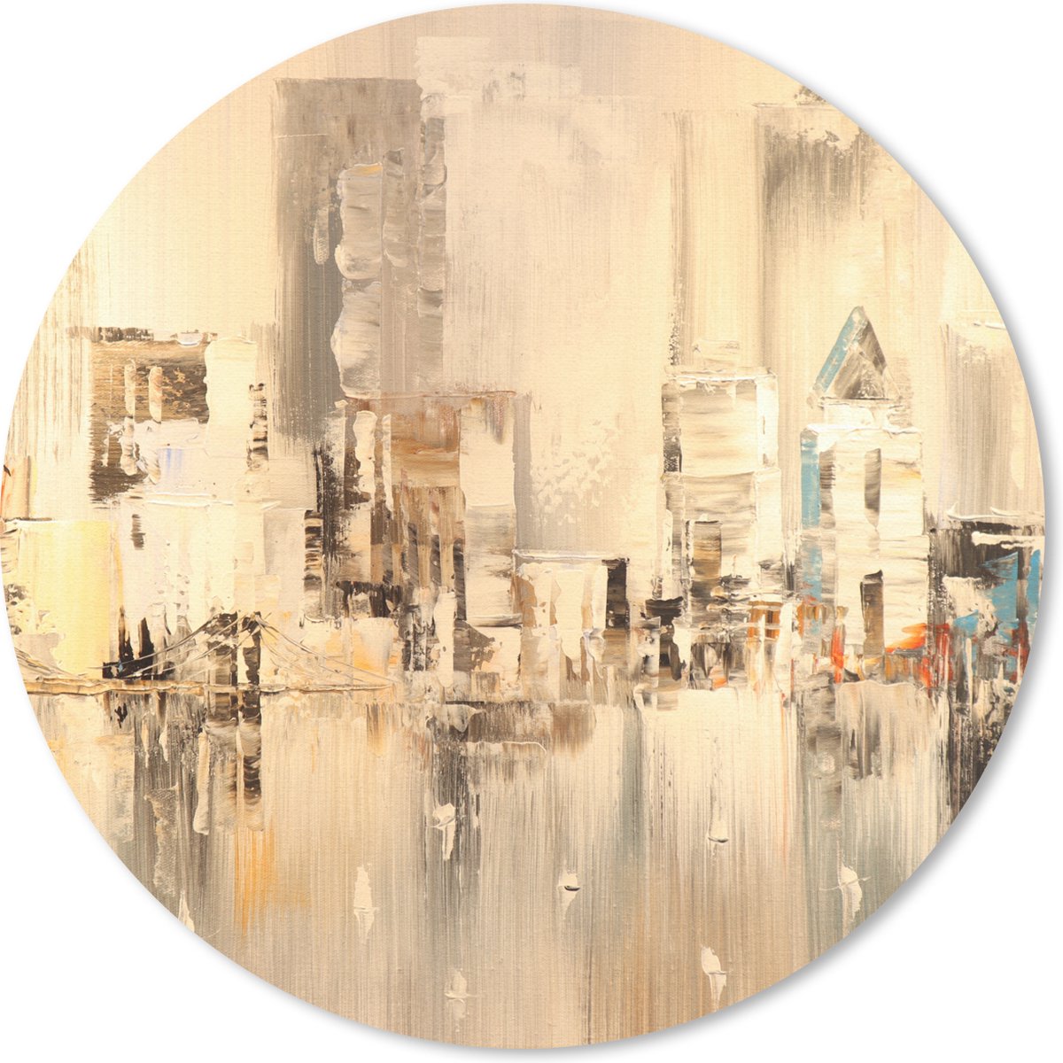 Muismat rond 30x30 cm - Mousepad Schilderij - Olieverf - Abstract - Skyline - Ronde muismatten