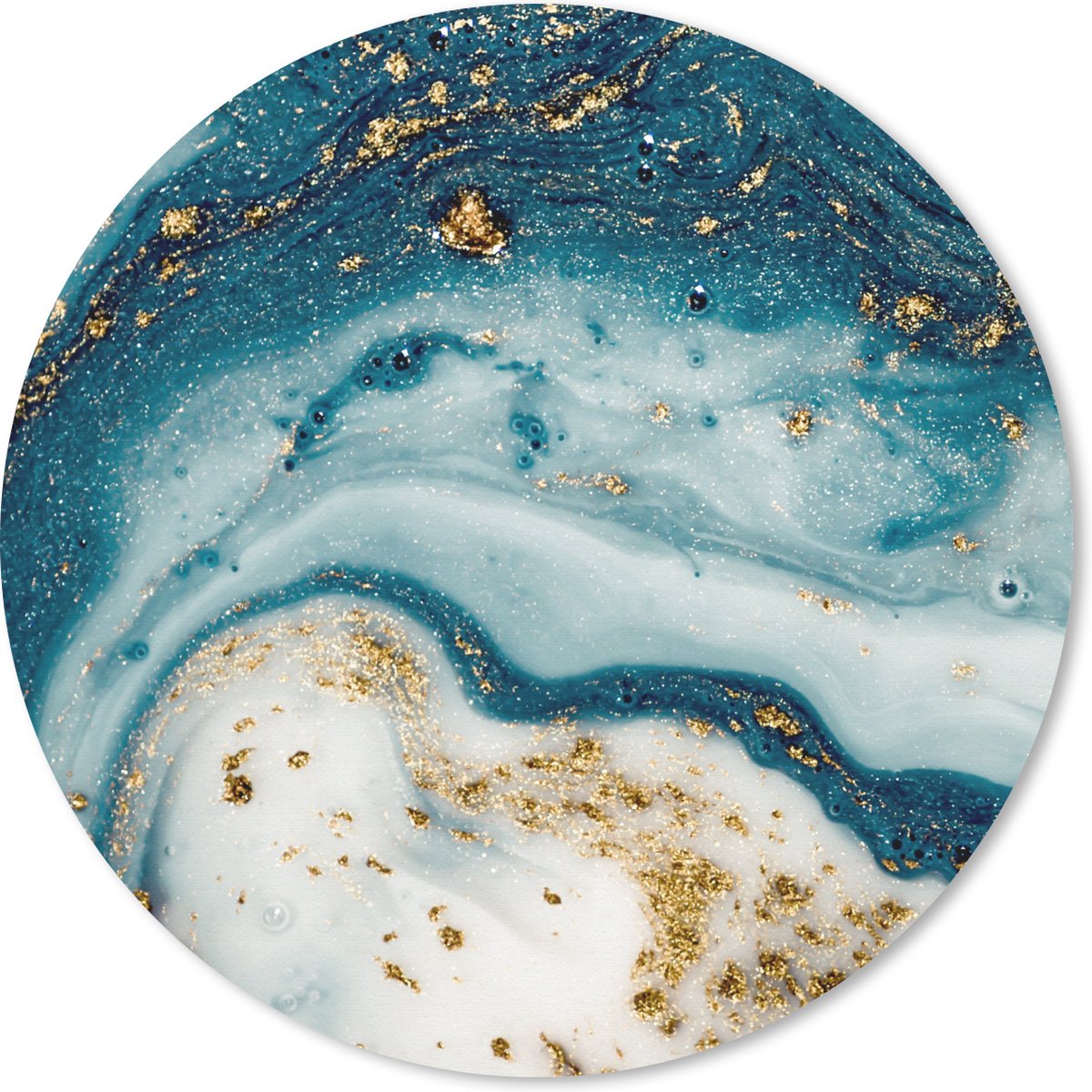 Muismat rond 40x40 cm - Mousepad Marmer - Verf - Glitter - Goud - Ronde muismatten