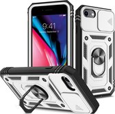 Coverup Ring Kickstand Back Cover met Camera Shield - Geschikt voor iPhone SE (2022/2020), iPhone 8 / 7 Hoesje - Wit