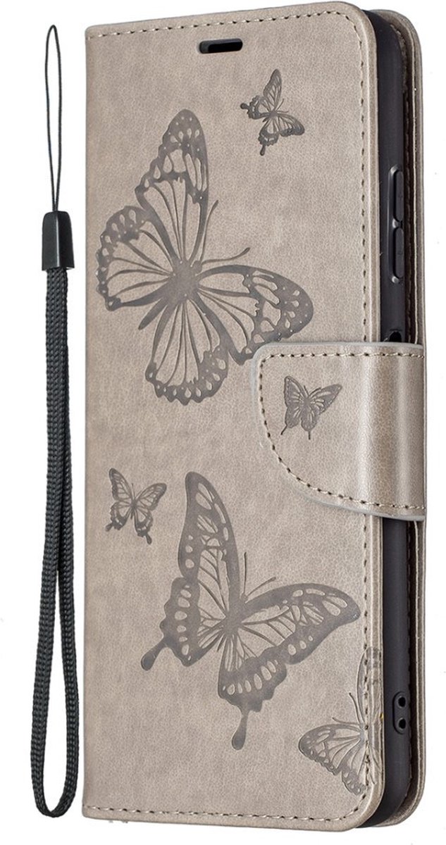Coverup Vlinders Book Case - Geschikt voor Samsung Galaxy A22 5G Hoesje - Grijs