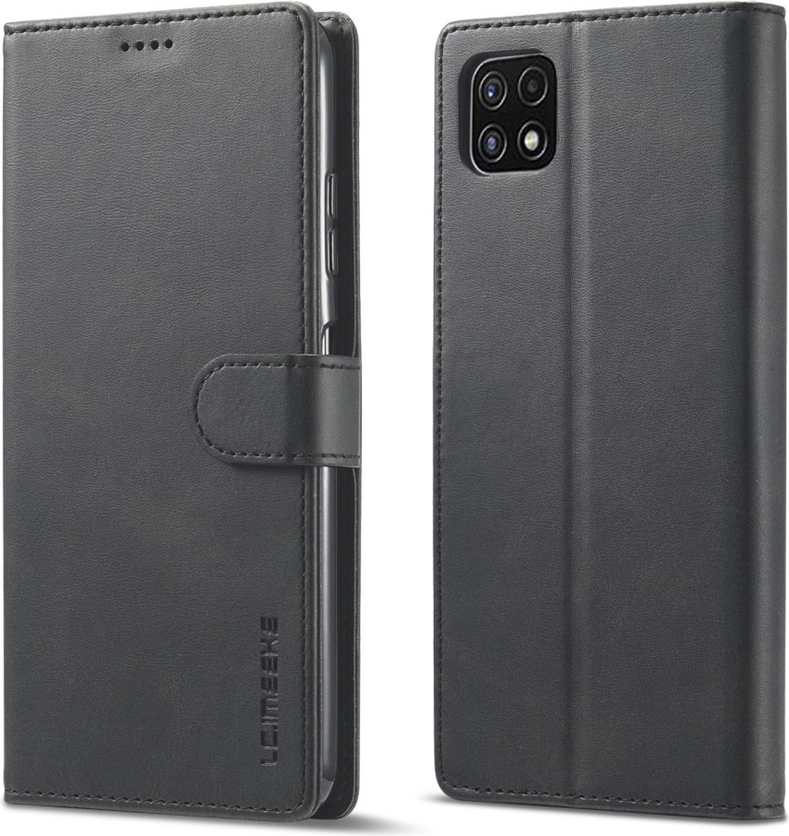 LC.IMEEKE Hoesje - Geschikt voor Samsung Galaxy A22 5G Hoesje - LC.IMEEKE Luxe Book Case - Zwart
