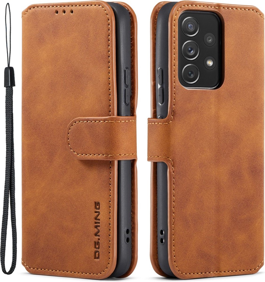 DG.MING Hoesje - Geschikt voor Samsung Galaxy A53 Hoesje - DG.MING Luxe Book Case - Bruin
