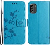 Coverup Bloemen & Vlinders Book Case - Geschikt voor Nokia G60 Hoesje - Blauw