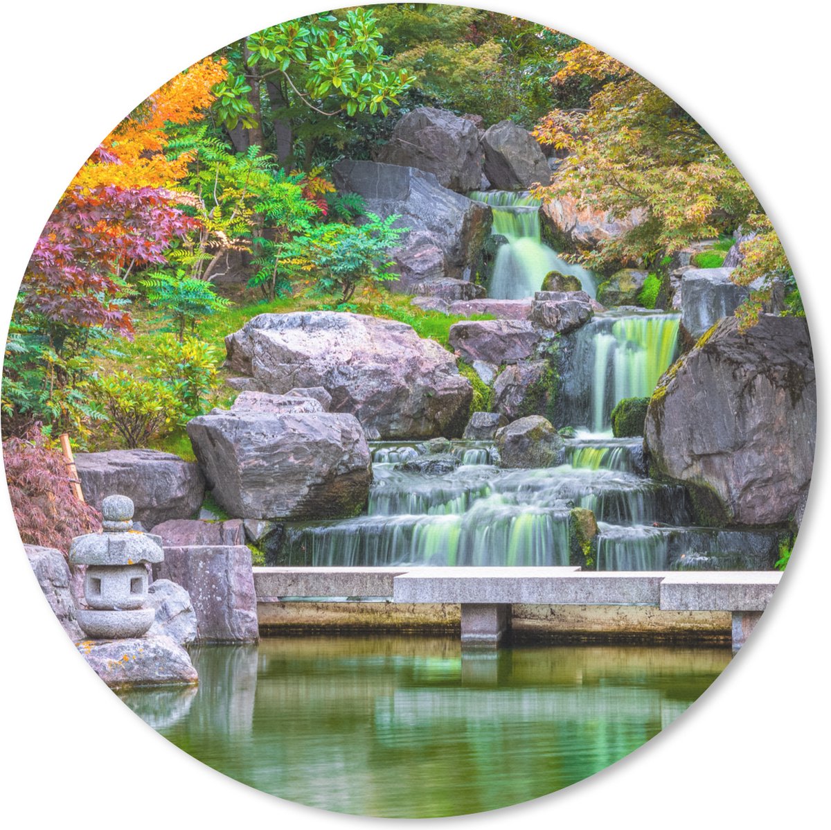 Muismat rond 40x40 cm - Mousepad Stenen - Water - Bomen - Japans - Botanisch - Ronde muismatten