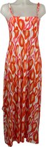 Angelle Milan - Vêtements de voyage pour femme - Robe longue rose / Oranje/ rouge à Bracelets - Respirante - Infroissable - Robe durable - En 5 tailles - Taille L