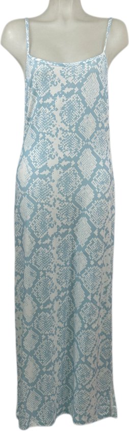 Angelle Milan – Travelkleding voor dames – Lichtblauw/Witte Lange Jurk met Bandjes – Ademend – Kreukherstellend – Duurzame jurk - In 5 maten - Maat XL