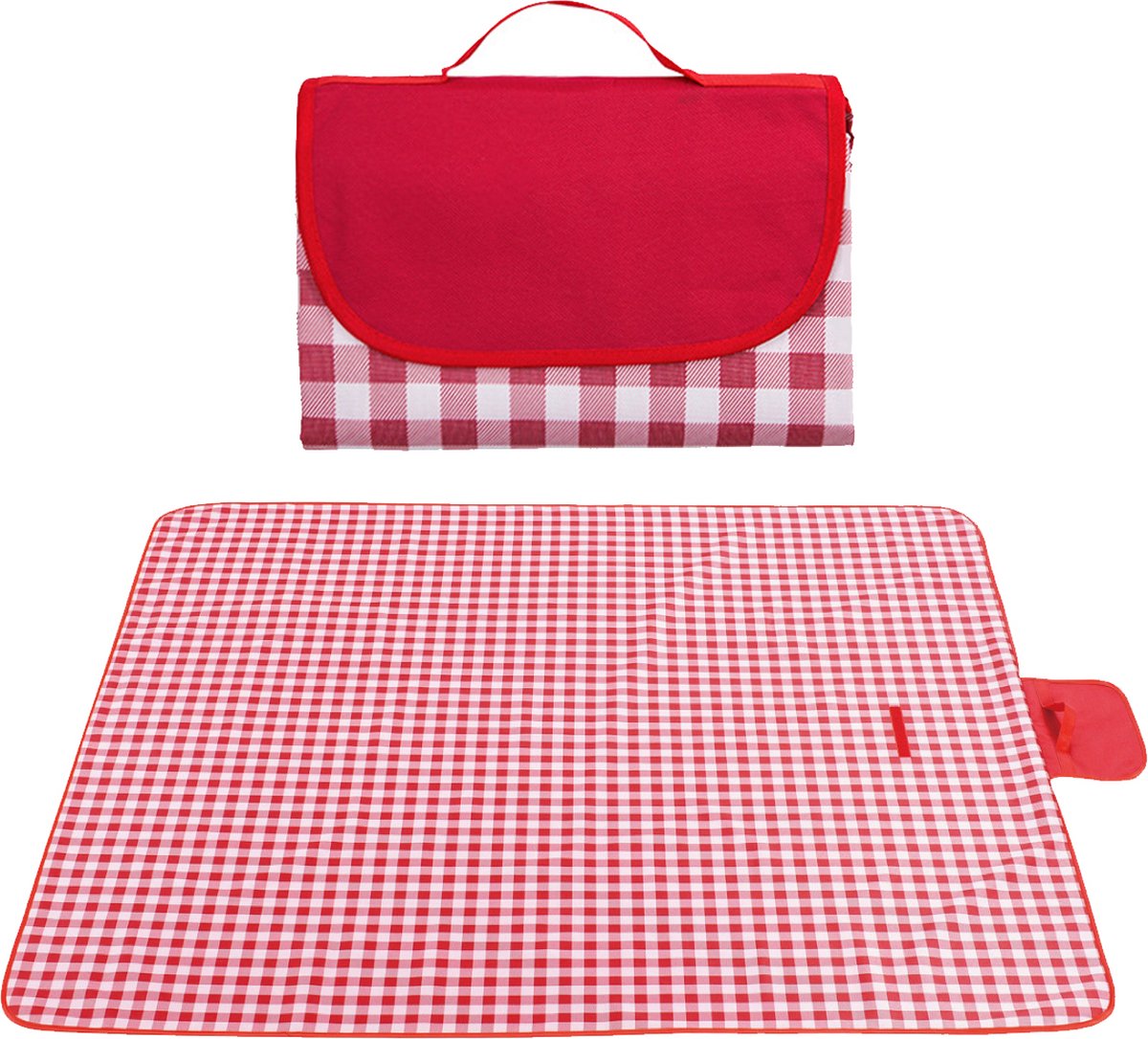 Picknickmat - XXL Picknickkleden - 150x200 cm - Rood en Wit Geruit - Waterdicht – Buitenkleed