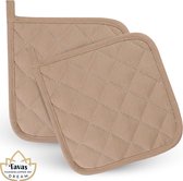DREAM Pannenlappen - 2 Stuks - Beige - Katoen - Hittebestendige Pannenlap tot 250°C