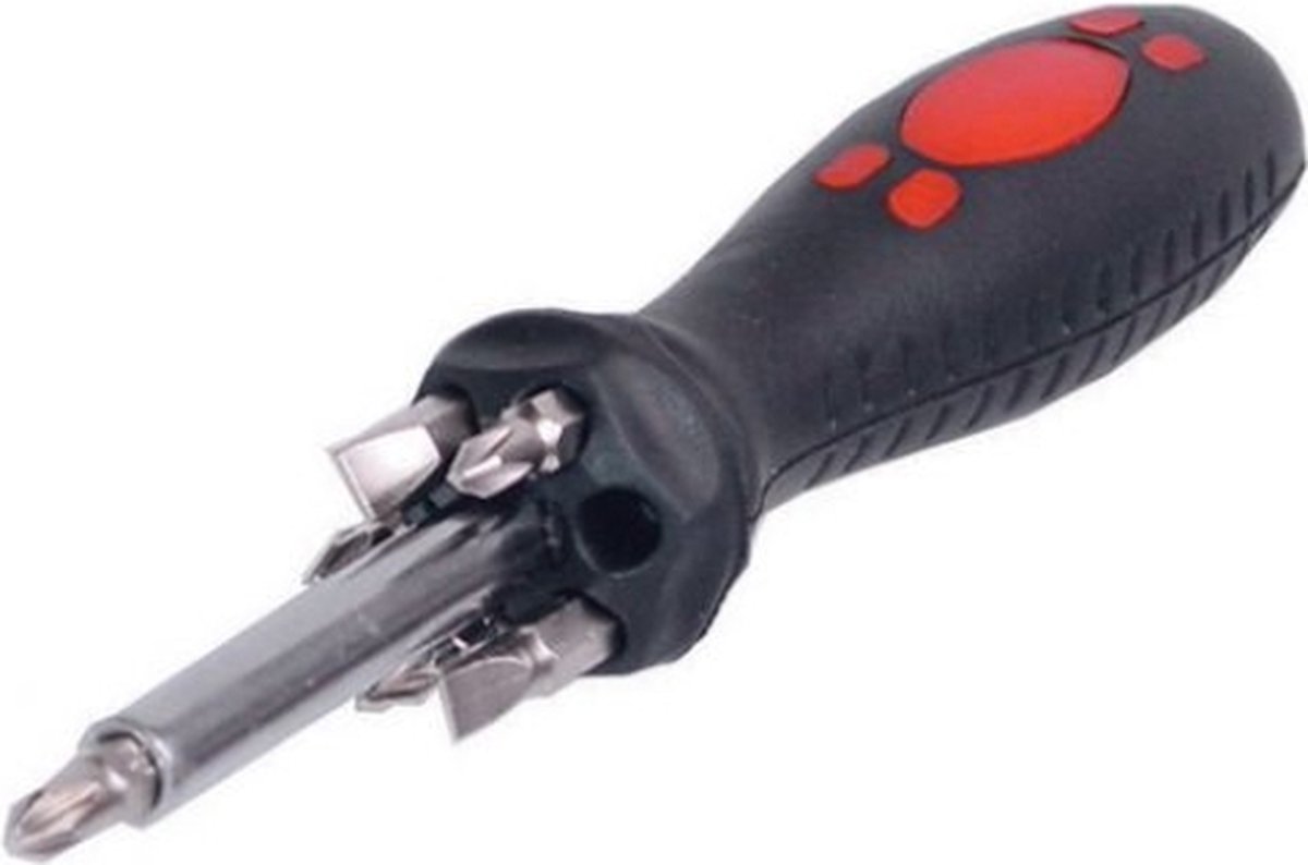 Kracht-Greep Schroevendraaier met 6 Bits – Inclusief PH, PZ en Sleufbits – TOOLTECH