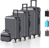 Voyagoux® 4-delige kofferset - ABS kofferset - L / M / S / XS - Koffer - Donkergrijs