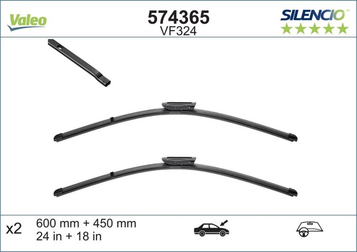 Valeo - Valeo Silencio VM324 flatbladeset - 45/60CM (2x) – foto 2