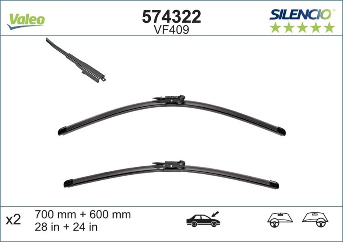 Valeo - Valeo Silencio VM409 flatbladeset - 60/70CM (2x) – foto 2