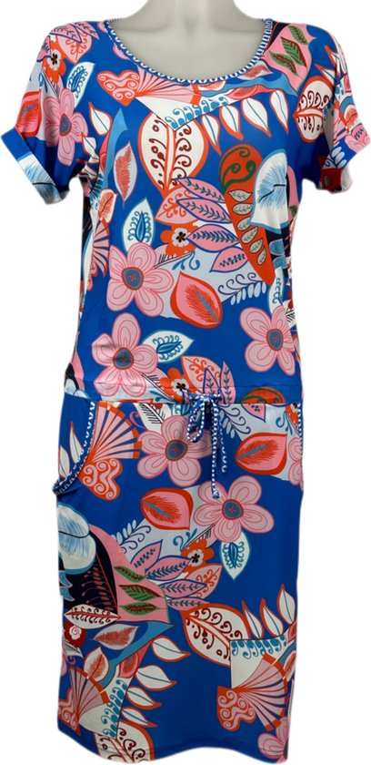 Angelle Milan – Travelkleding voor dames – Rood/Blauwe Strik Jurk – Ademend – Kreukherstellend – Duurzame jurk - In 4 maten - Maat S