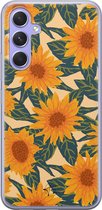 Hoesje geschikt voor Samsung Galaxy A54 - Zonnebloemen - Soft Case - TPU - Bloemen - Oranje - Mooie Telefoonhoesjes