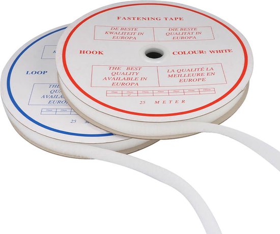 Klittenband Naaibaar Wit - 30 mm. x 25 m., Magazijnrestant. - Klittenband Outlet