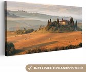 Canvas Schilderij Toscane - Landschap - Italië - 80x40 cm - Wanddecoratie