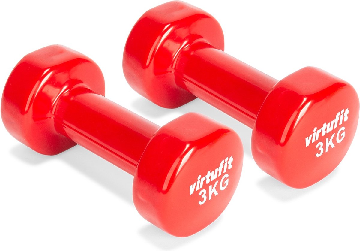 VirtuFit Vinyl Dumbbell Set Pro – 2 x 3 kg – Rood