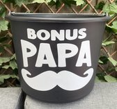 Seau cadeau - 12 Litre - Avec texte : BONUS Papa - lave-auto - Vaderdag - couleur BLANC - cadeau - Lilysparkx - BONUS Father