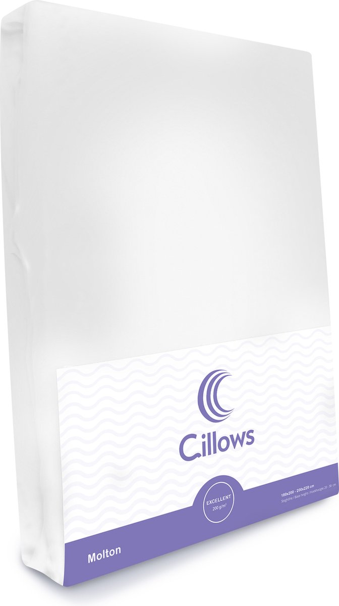 Cillows Premium Molton Hoeslaken voor Matras - Katoen (stretch) - 140x200 cm - (20 - 30 cm hoogte) - Wit