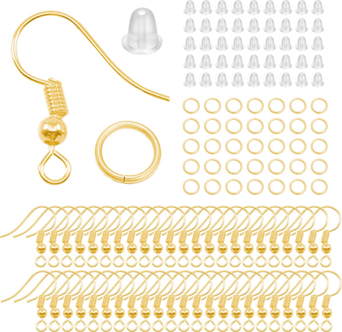 Swpeet 1533Pcs Oorbel Maken Assortiment Kit, Inclusief Oorbel Haken, Open Springen Ringen, Naald Neus Tang, Vlinder en Rubber Bullet Oorbel Ruggen, Oorbel Posts, Oorbellen Houder Kaarten en Clear