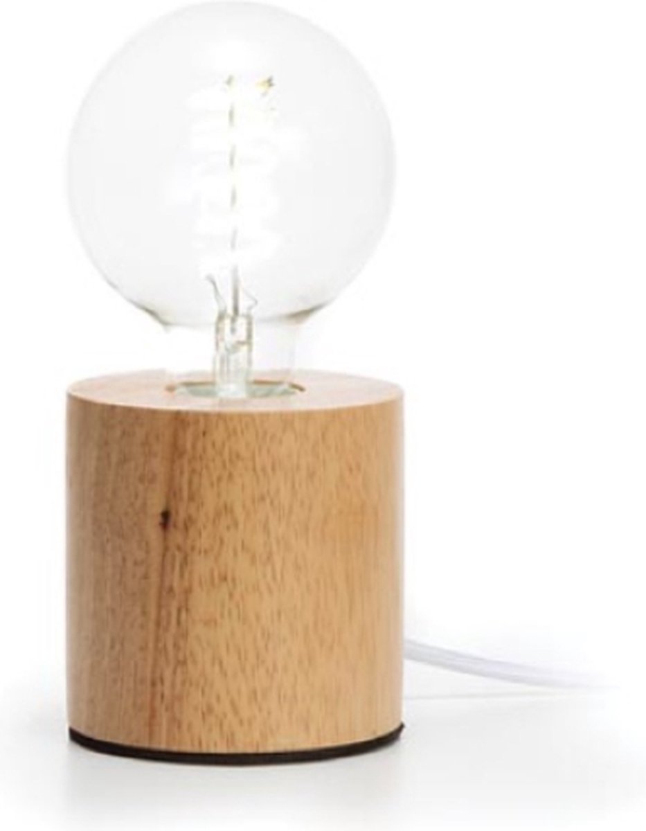 Lampvoet, cilinder, kabel met schakelaar, E27, 60 W, IP20, eikenhout, 90 mm x 90 mm - Vellight