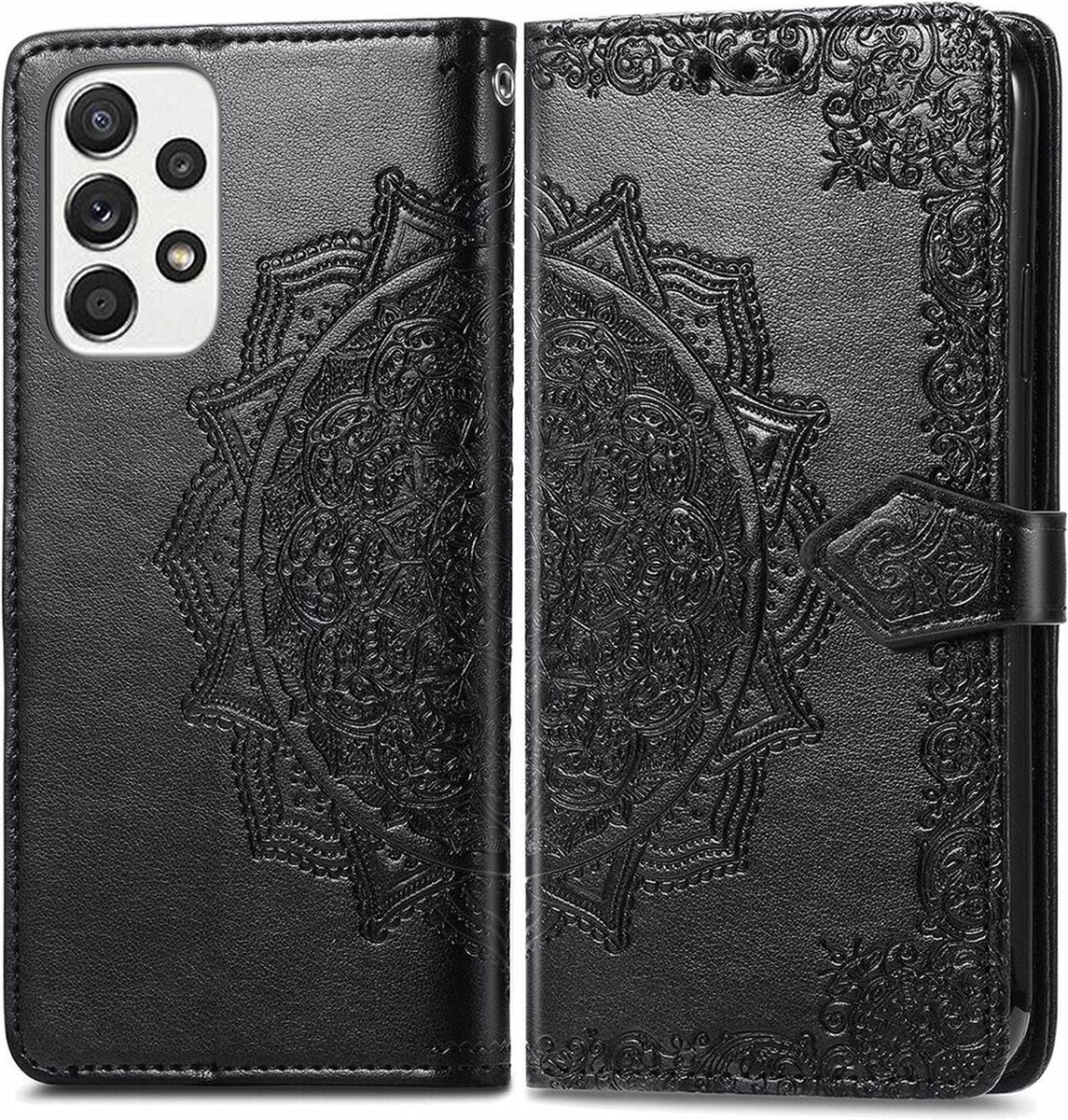 Mandala Book Case met Pasjeshouder Zwart Geschikt voor Samsung Galaxy A53