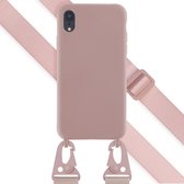 Selencia Hoesje Met Koord Geschikt voor iPhone Xr - Selencia Siliconen hoesje met afneembaar koord - roze