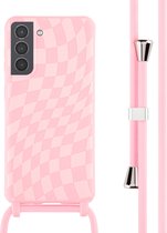 Coque Samsung Galaxy S21 - Coque design iMoshion en Siliconen avec cordon - Rose / Pink rétro